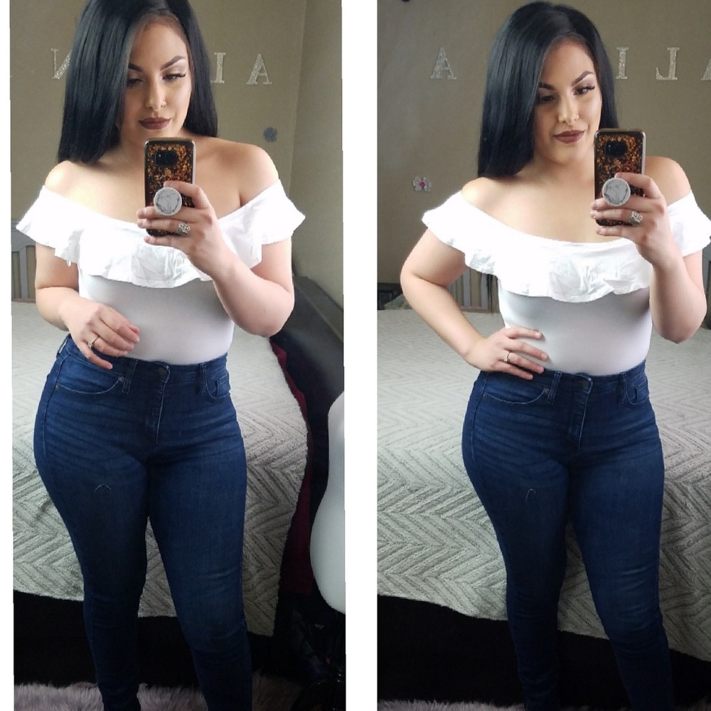 off the shoulder clip on bodysuit